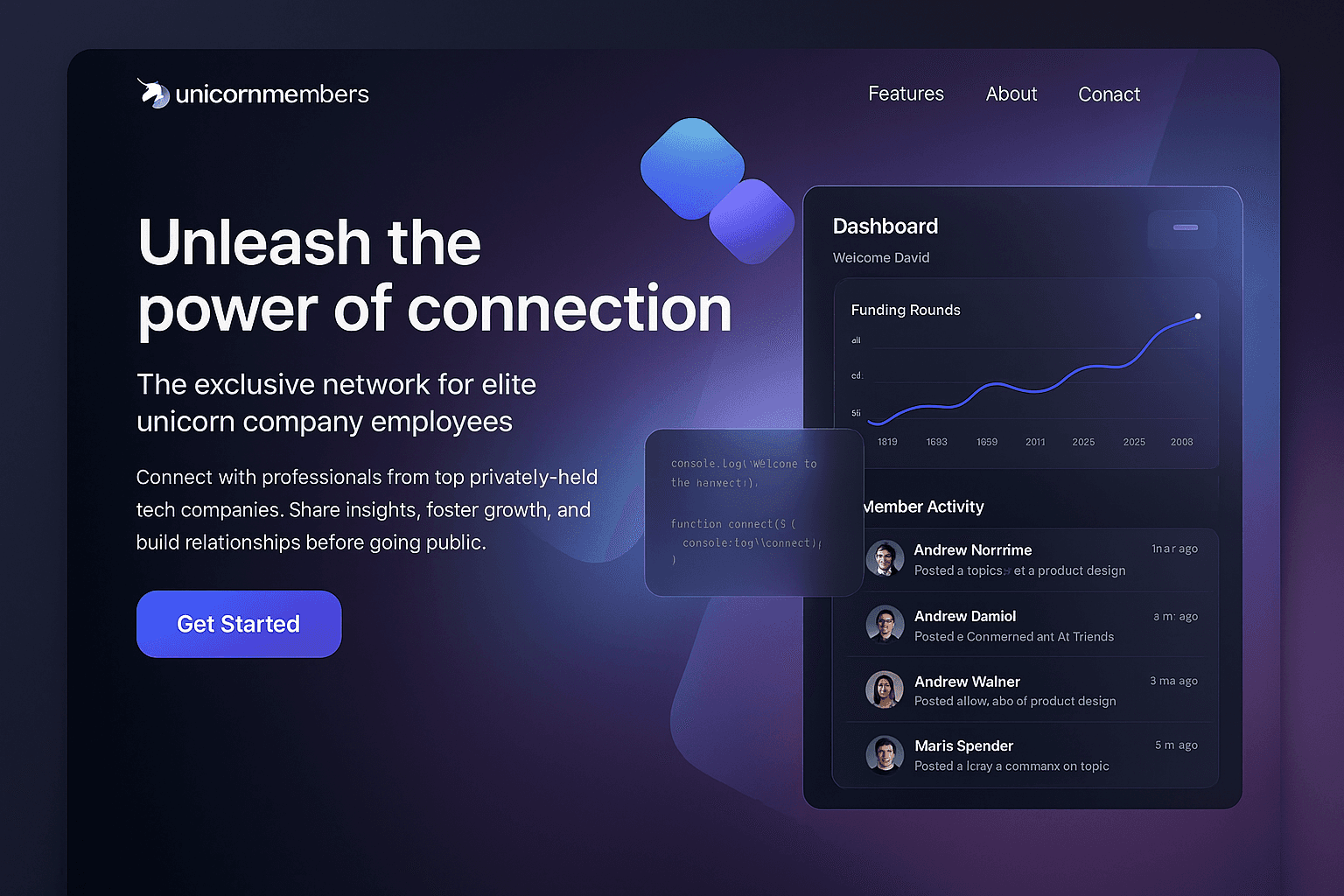 unicornmembers.com website mockup